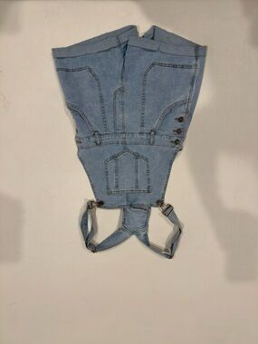 Light Blue Denim Overall Jeans - Women's Casual Suspender Jeans